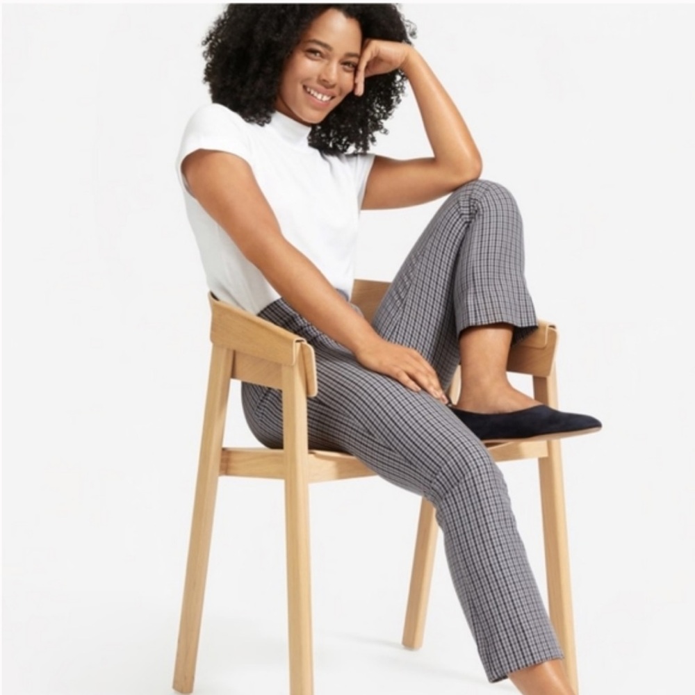 Everlane Curvy Side Zip Pant in Houndstooth grey size 16 waist size is 36 inches - Picture 2 of 7